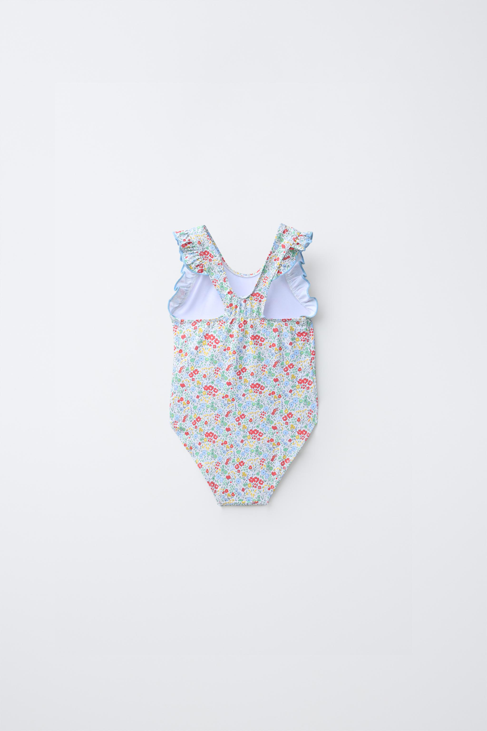 1-6 ANS/ MAILLOT DE BAIN FLEURS ET VOLANTS